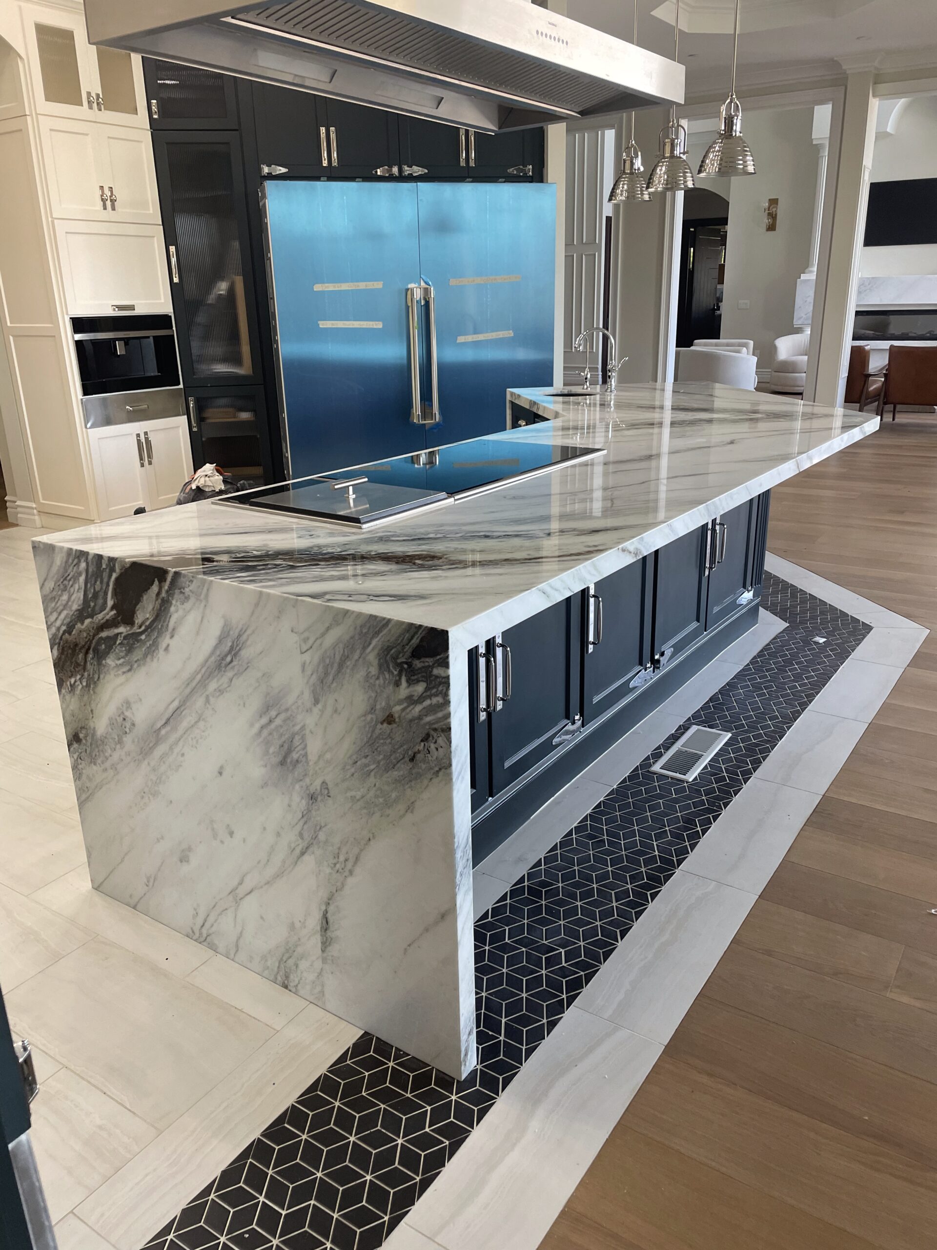 kitchen with island quartz
